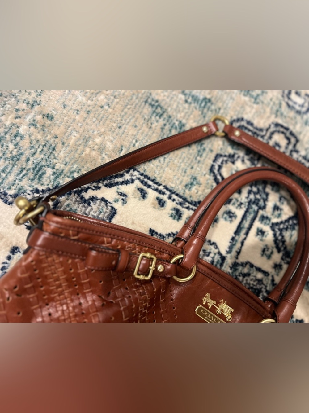 Coach Madison Criss Cross Leather Satchel Shoulder Bag #19836 - Picture 8 of 15